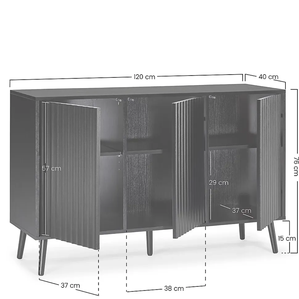 Buffet Lluvia 3 portes couleur noir