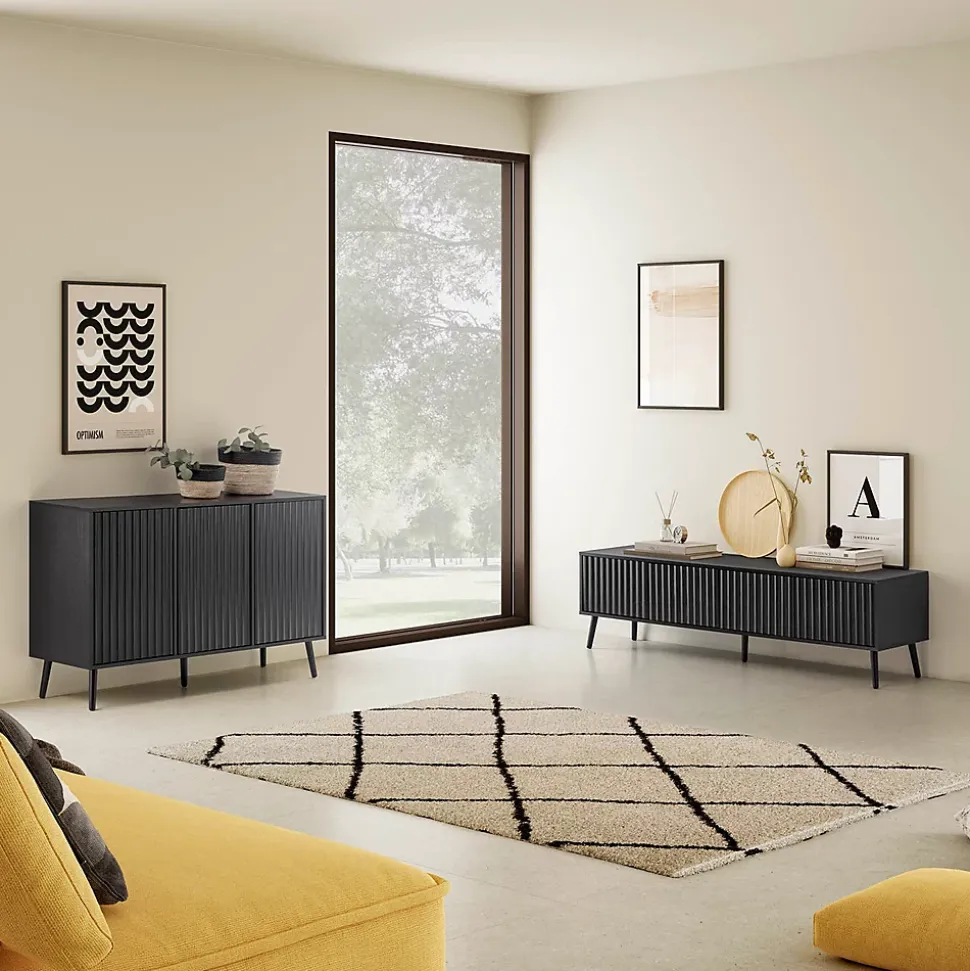 Buffet Lluvia 3 portes couleur noir