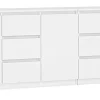 Buffet long 3 portes + 6 tiroirs - 200x40x75 cm - Meuble de rangemnt salon salle à manger - COSTI