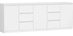 Buffet long 3 portes + 6 tiroirs - 200x40x75 cm - Meuble de rangemnt salon salle à manger - COSTI