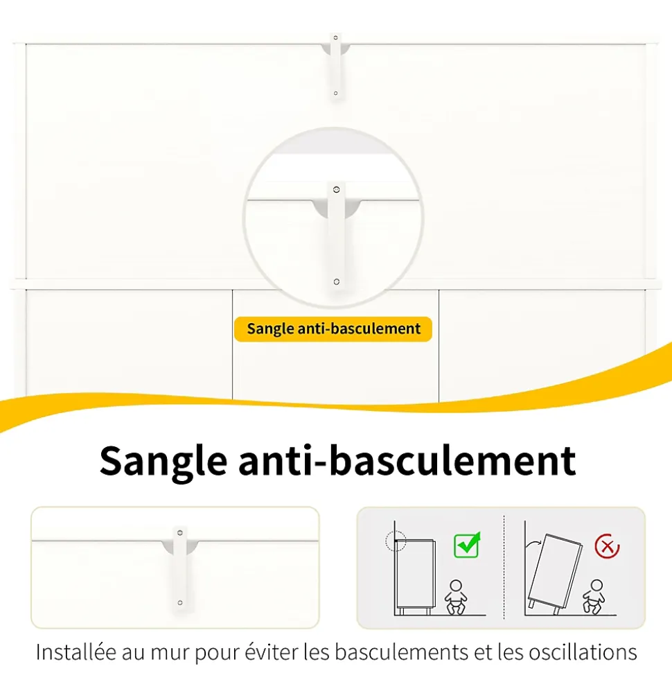 Buffet Moderne - Meuble Bar avec Porte-Verres et Étagères de Rangement - MDF + Métal - Blanc - 120x40x120 cm