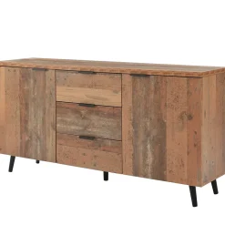 Buffet Moderne - Meuble TV avec 3 Tiroirs et 2 Portes, Étagères Réglables pour Salon ou Chambre, Bois Marron, 140x35x70 cm