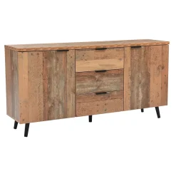 Buffet Moderne - Meuble TV avec 3 Tiroirs et 2 Portes, Étagères Réglables pour Salon ou Chambre, Bois Marron, 140x35x70 cm