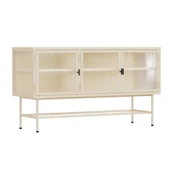 Buffet moderne 3 portes 120 cm en métal et verre écru Oviala