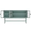 Buffet moderne 3 portes 120 cm en métal et verre vert sauge Oviala