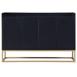 Buffet moderne 4 portes, armoire de rangement sans poignée, meuble polyvalent pour salon, chambre, salle de bain, noir