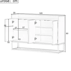 Buffet moderne 4 portes, armoire de rangement sans poignée, meuble polyvalent pour salon, chambre, salle de bain, blanc