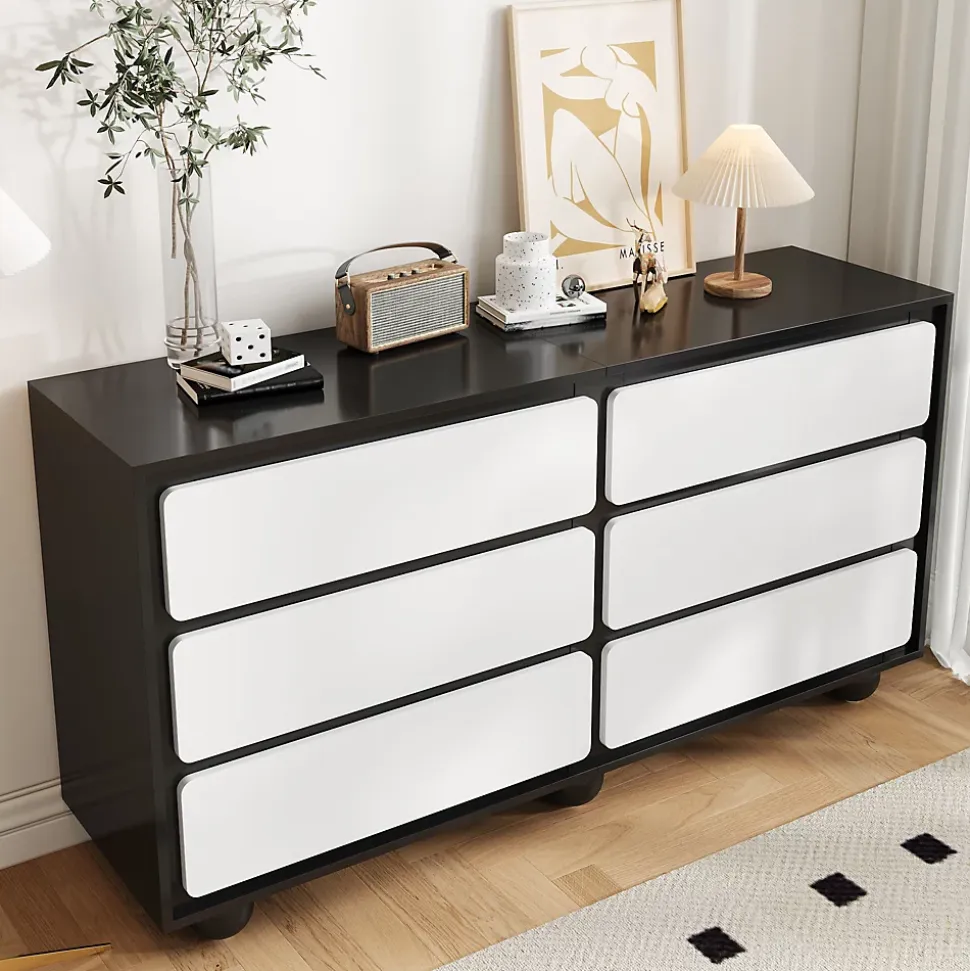 Buffet moderne à six tiroirs commode élégante et fonctionnelle dimensions 140x38x745 cm pour un intérieur raffiné