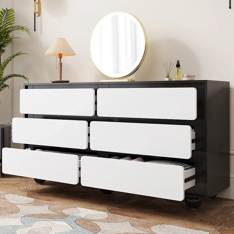 Buffet moderne à six tiroirs commode élégante et fonctionnelle dimensions 140x38x745 cm pour un intérieur raffiné