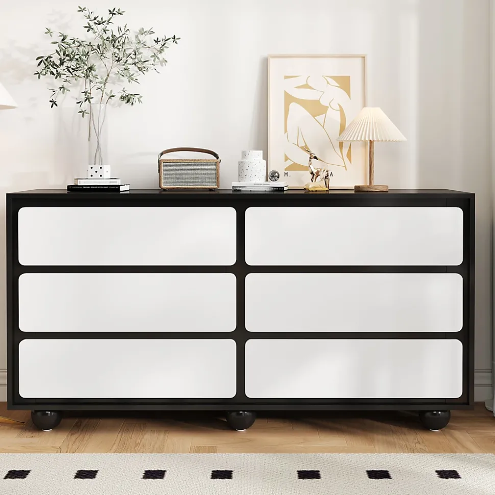 Buffet moderne à six tiroirs commode élégante et fonctionnelle dimensions 140x38x745 cm pour un intérieur raffiné