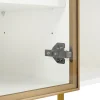 Buffet Moderne avec 4 Portes et Panneaux en Verre et Métal, Bahut Contemporain de Salon en MDF - 150x38x85 cm, Blanc