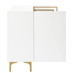 Buffet Moderne avec 4 Portes et Panneaux en Verre et Métal, Bahut Contemporain de Salon en MDF - 150x38x85 cm, Blanc