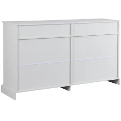 Buffet Moderne avec 4 Portes et 2 Tiroirs - Rangement pour Salon ou Salle à Manger - Panneaux de Particules - Blanc - 150x40x86 cm