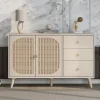 Buffet Moderne avec Portes et Tiroirs, Bahut de Rangement en aggloméré pour Salon ou Salle à Manger - 120x40x60 cm - Beige