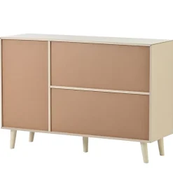 Buffet Moderne avec Portes et Tiroirs, Bahut de Rangement en aggloméré pour Salon ou Salle à Manger - 120x40x60 cm - Beige