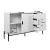 Buffet Moderne en Bois - Bahut avec 3 Tiroirs et 2 Portes Vitrées, Rangement Cuisine Salon, Spanplatte, 155x40x91,5 cm, Blanc