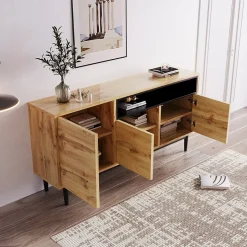 Buffet moderne en bois avec 3 portes 1 niche et étagère