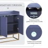 Buffet moderne minimaliste 4 portes sans poignées, Meuble élégant pour salle à manger, salon et cuisine, Bleu marine