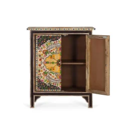 Buffet multicolore réalisé à la main en bois de manguier 80cm
