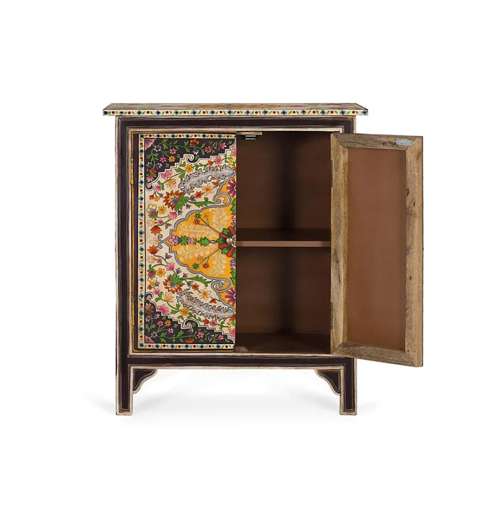 Buffet multicolore réalisé à la main en bois de manguier 80cm