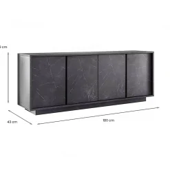 Buffet Nika, Buffet du salon, Commode de salon, Garde-manger de cuisine, Made in Italy, 180x43 h79 cm, Ardoise