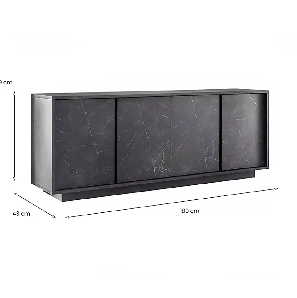 Buffet Nika, Buffet du salon, Commode de salon, Garde-manger de cuisine, Made in Italy, 180x43 h79 cm, Ardoise