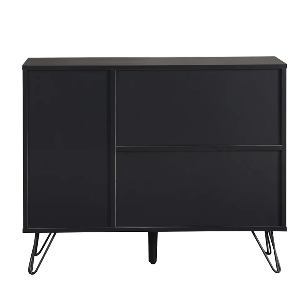 Buffet Noir - Buffet Salon avec Tiroir et Étagères Réglables en Hauteur pour Rangement Salon et Cuisine - 90 x 30 x 71,5 cm