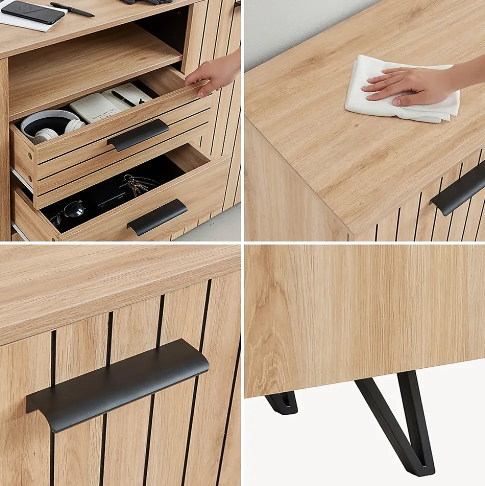Buffet Noppen 100 x 150 x 38 cm effet chêne en.casa