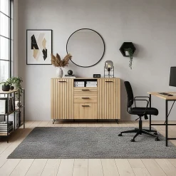 Buffet Noppen 100 x 150 x 38 cm effet chêne en.casa