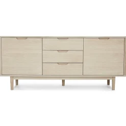 Buffet Nyborg avec 2 portes et 3 tiroirs - Chêne massif et MDF - Naturel