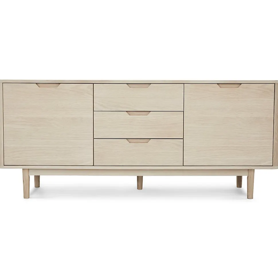 Buffet Nyborg avec 2 portes et 3 tiroirs - Chêne massif et MDF - Naturel