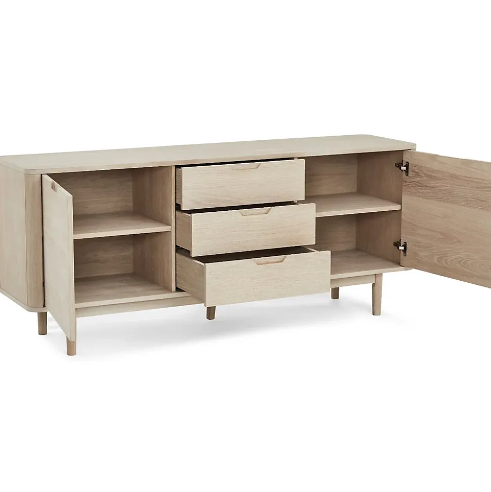 Buffet Nyborg avec 2 portes et 3 tiroirs - Chêne massif et MDF - Naturel