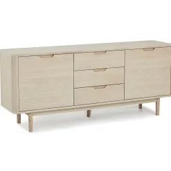 Buffet Nyborg avec 2 portes et 3 tiroirs - Chêne massif et MDF - Naturel