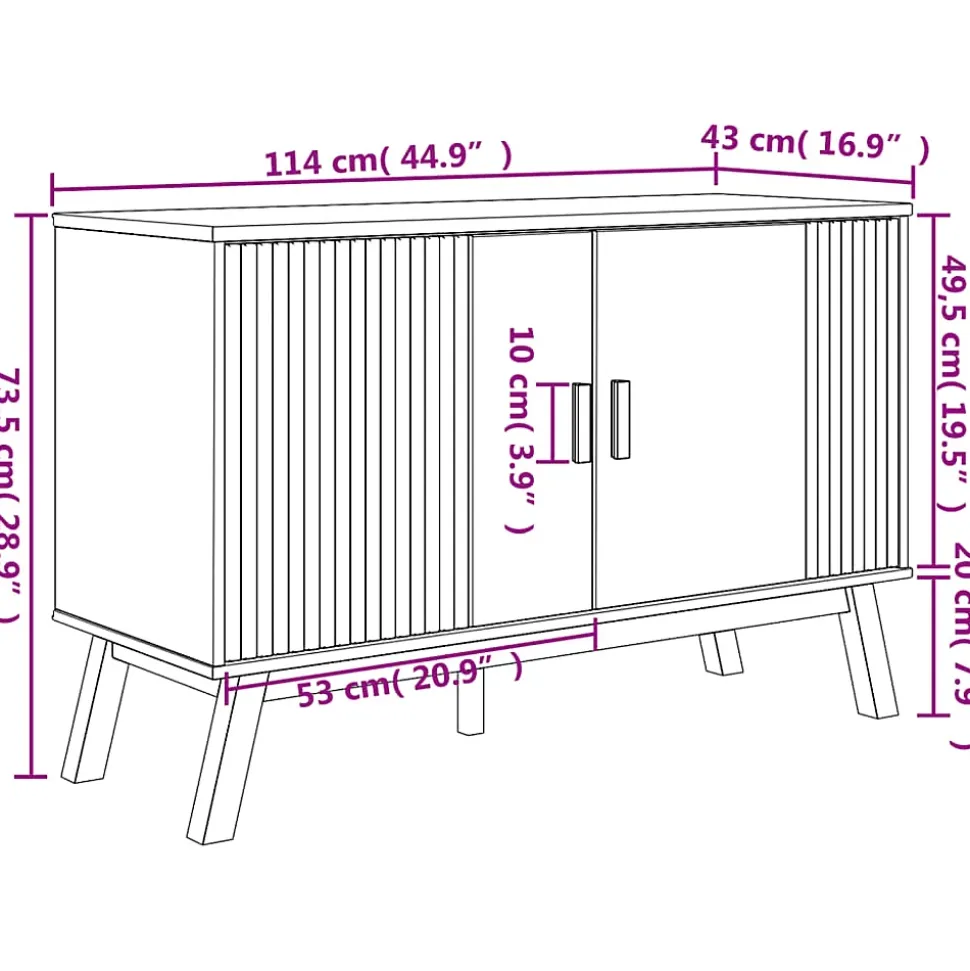 Buffet OLDEN marron 114x43x73,5 cm bois massif de pin vidaXL