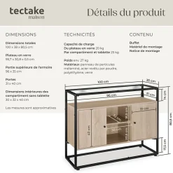 Buffet Oldham 100 x 38 x 80,5 cm style industriel