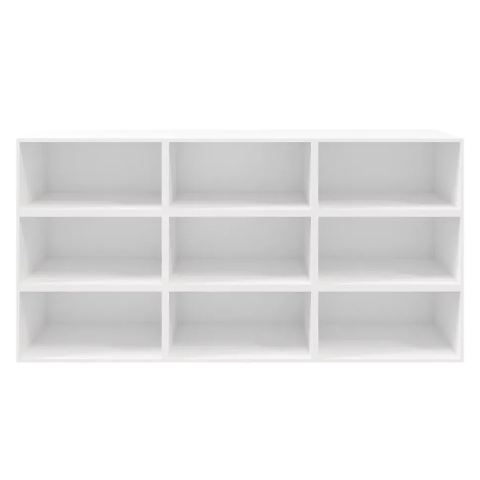 Buffet ouvert blanc 9 cases GoodHome Atomia H. 112,5 x L. 225 x P. 35 cm