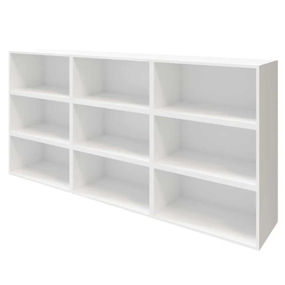 Buffet ouvert blanc 9 cases GoodHome Atomia H. 112,5 x L. 225 x P. 35 cm