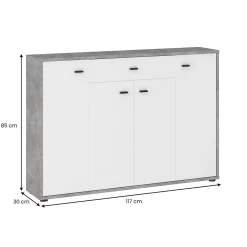 Buffet RAVODA 4 portes 1 tiroir, 117x85x30 cm, Meuble de Rangement avec Étagères et Tiroir pour Salon ou Salle à manger, Blanc