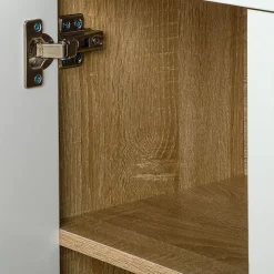 Buffet salle à manger CORALINE L 88 cm en bois massif blanc et chêne sonoma avec 1 tiroir et 3 portes