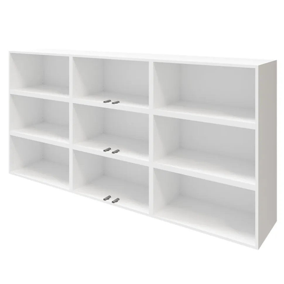 Buffet semi ouvert blanc 9 cases 6 portes GoodHome Atomia H. 112,5 x L. 225 x P. 37 cm
