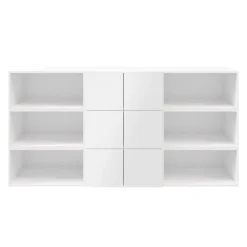 Buffet semi ouvert blanc 9 cases 6 portes GoodHome Atomia H. 112,5 x L. 225 x P. 37 cm