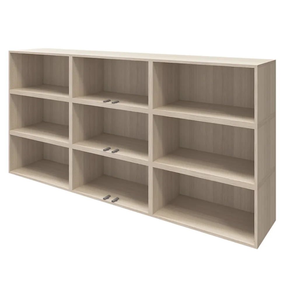 Buffet semi ouvert effet chêne 9 cases 6 portes GoodHome Atomia H. 112,5 x L. 225 x P. 37 cm