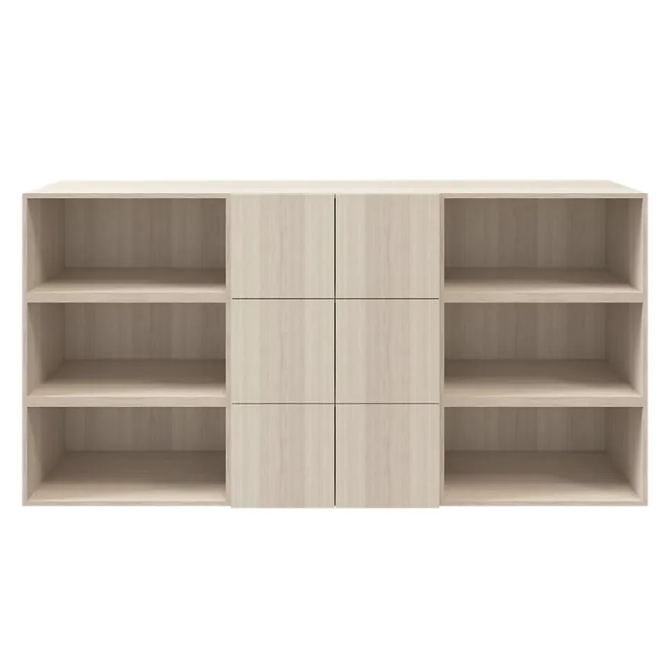 Buffet semi ouvert effet chêne 9 cases 6 portes GoodHome Atomia H. 112,5 x L. 225 x P. 37 cm