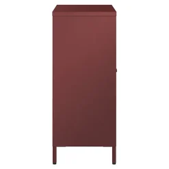 Buffet Säkylä acier verre ondulé 84 x 64 x 35 cm rouge bordeaux en.casa