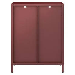 Buffet Säkylä acier verre ondulé 84 x 64 x 35 cm rouge bordeaux en.casa