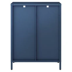 Buffet Säkylä acier verre ondulé 84 x 64 x 35 cm bleu marine en.casa