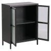 Buffet Säkylä acier verre ondulé 84 x 64 x 35 cm noir en.casa