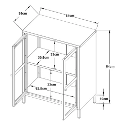 Buffet Säkylä acier verre ondulé 84 x 64 x 35 cm noir en.casa
