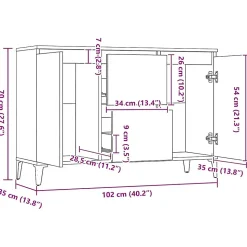 Buffet Sonoma Gris 104X35X70 Cm Bois D'ingénierie