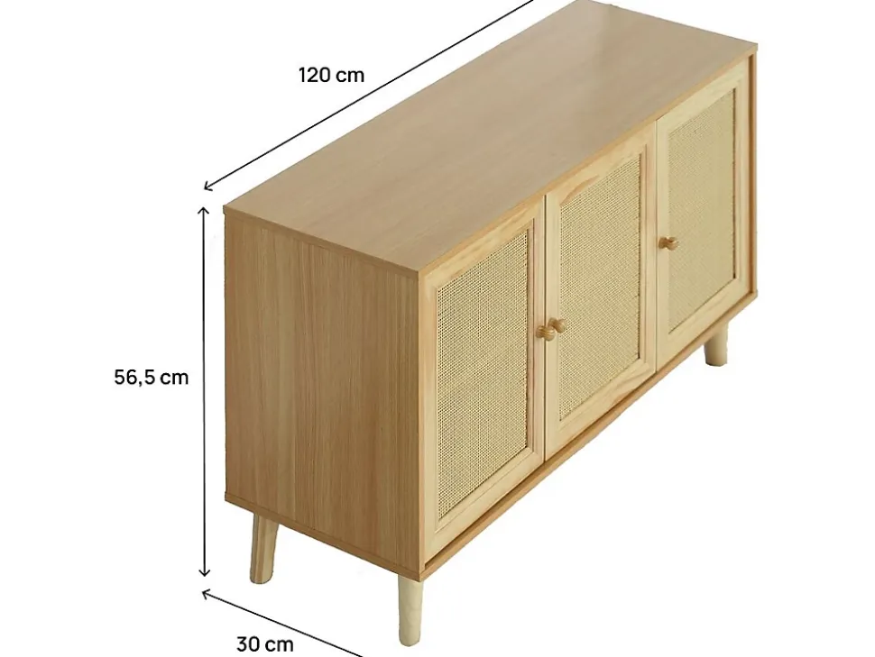 Buffet style cannage "Neuille" 120 x 40 x 71.5 cm Beige